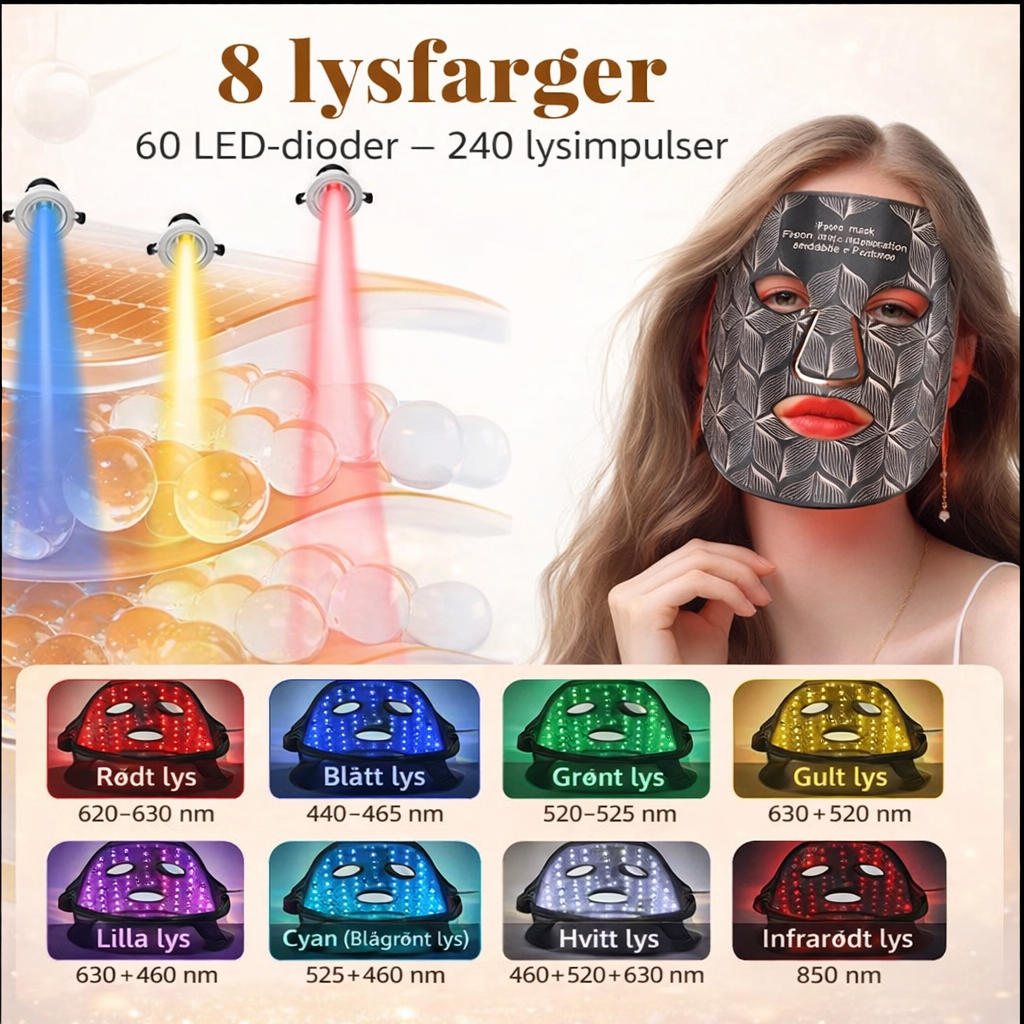 AvelineCare Pro LED-Maske 8-i-1 – Avanceret Lysterapi