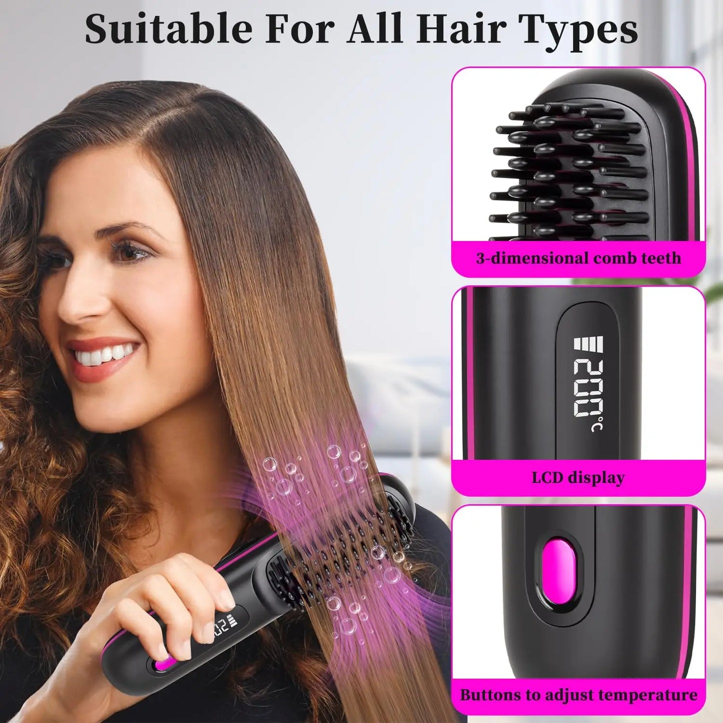 VelvetVolume™ Cordless Heated Brush for Volume and Shine
