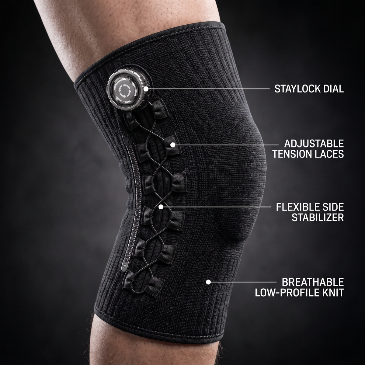 Kneova features: StayLock dial, tension laces, side stabilizer