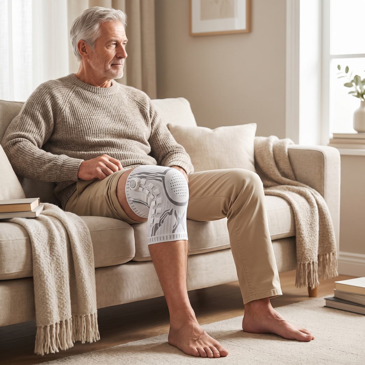 Kneova worn low-profile under trousers
